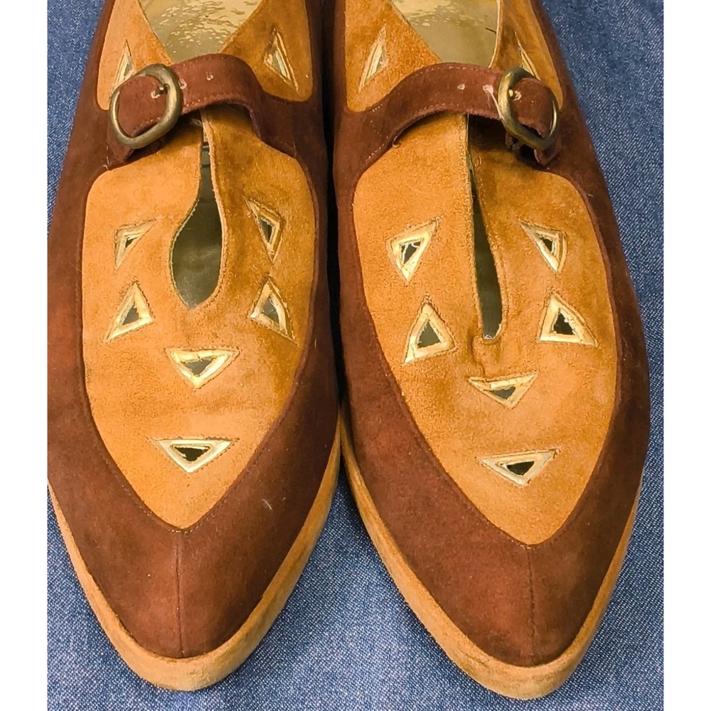 Vintage 70s/80s TOKIO Suede Cutout Pointed Flats - Made in Italy - Picture 8 of 9